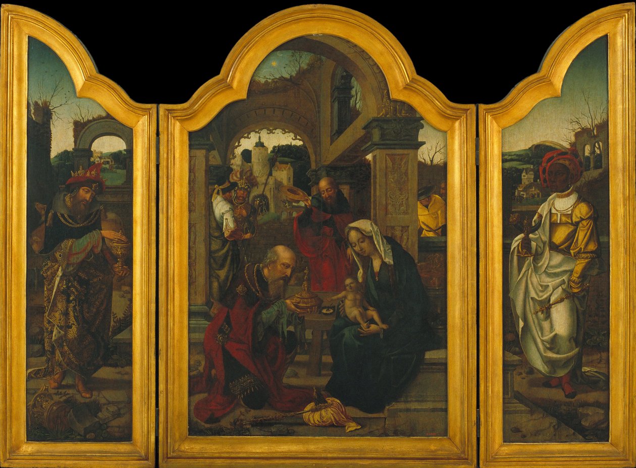 Triptych med Epiphany av Jan van Dornicke