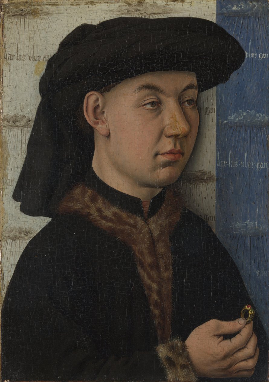 En ung mann som holder en ring, ca. 1450 av Jan van Eyck