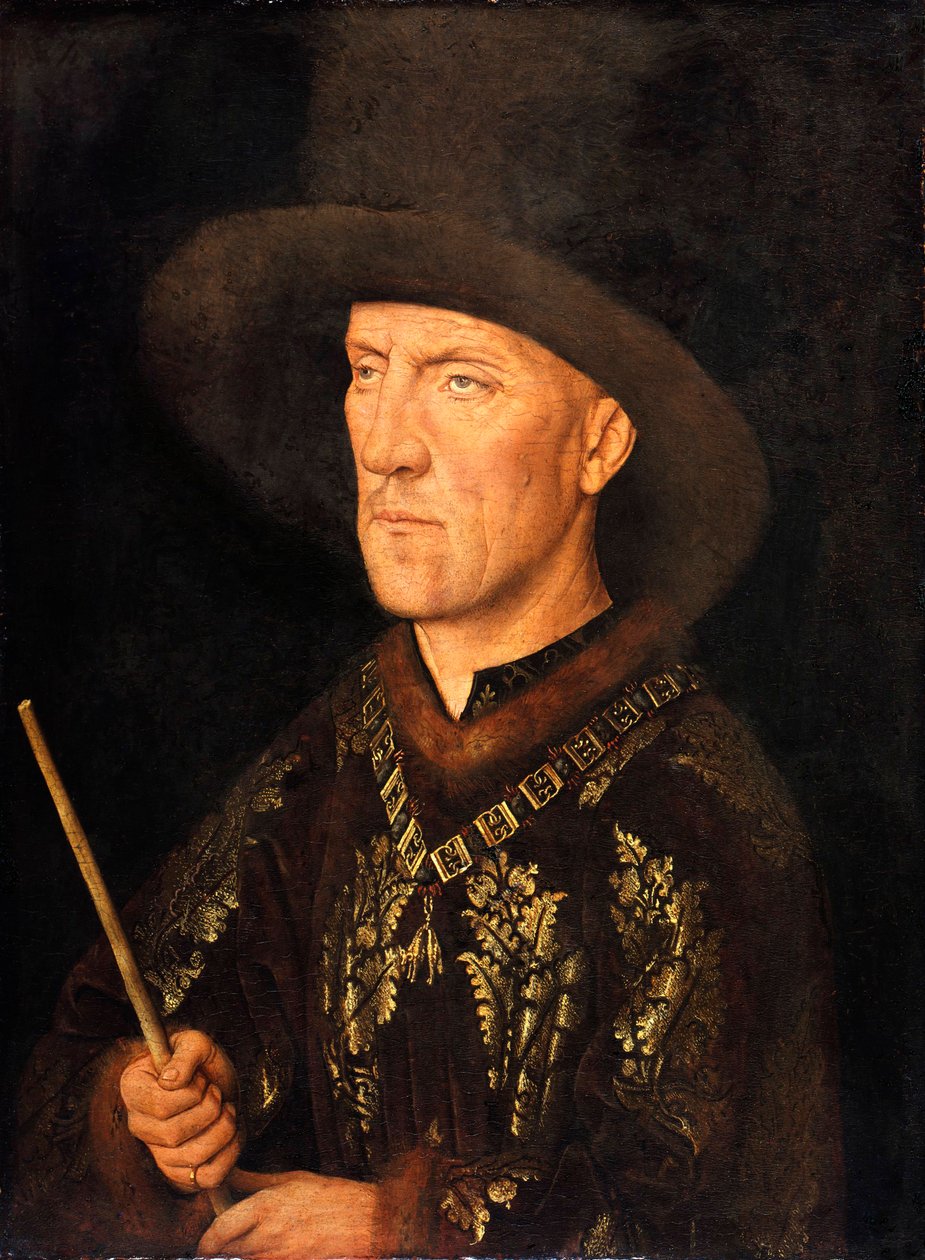 ""Portrett av Baudouin de Lannoy herre av Molembais, kjent som le Begue (1388-1474)"" Maleri av Jan van Eyck (1390-1441), ca 1435 - Olje på tre, 26x20 - Staatliche Museen, Berlin av Jan van Eyck