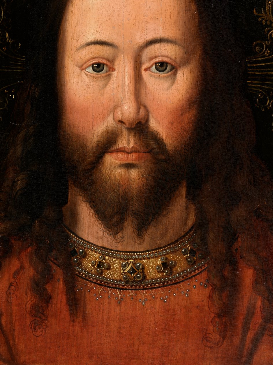 Portrett av Kristus (olje på panel) (detalj) av Jan van Eyck
