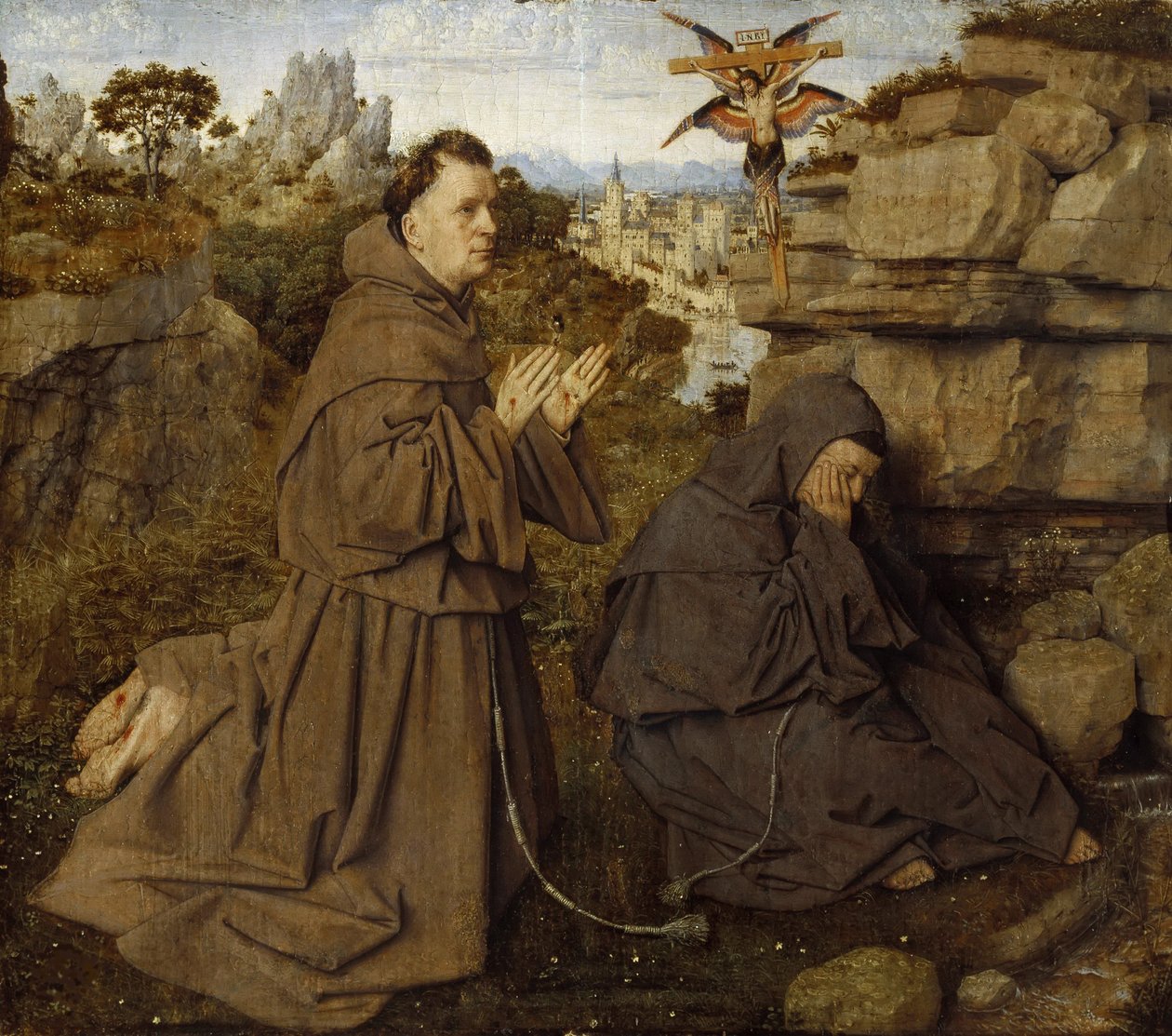 Saint Francis of Assisi mottar Stigmata, ca 1430. av Jan van Eyck