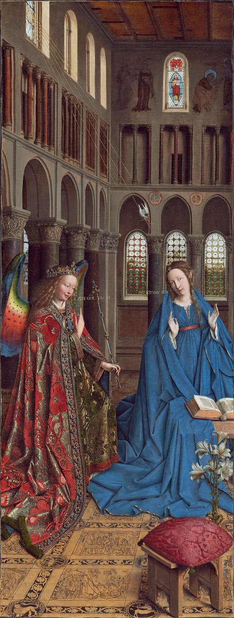 Bebudelsen, ca. 1434-36 (olje på lerret) av Jan van Eyck