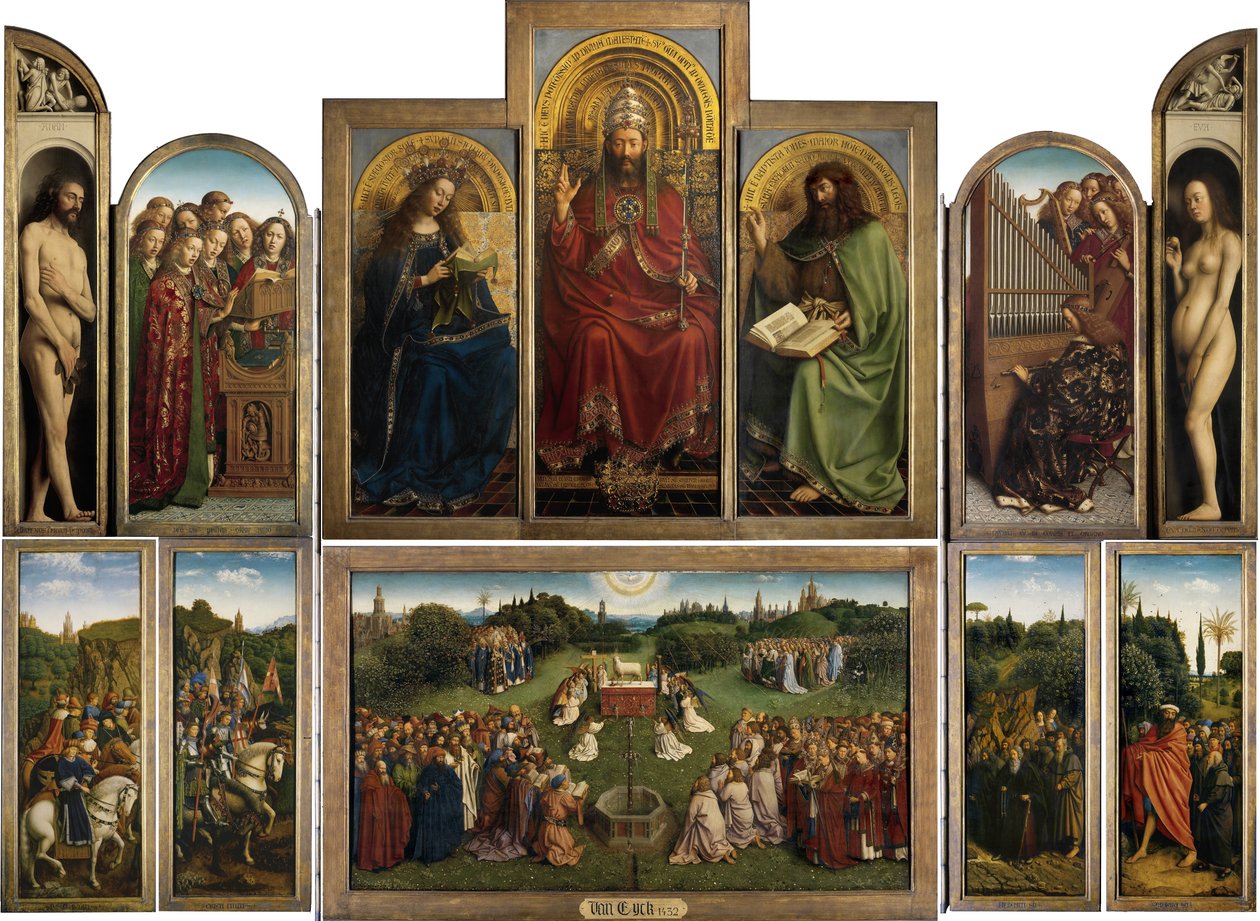 het Lam Gods (Ghent altertavle åpen) av Jan van Eyck