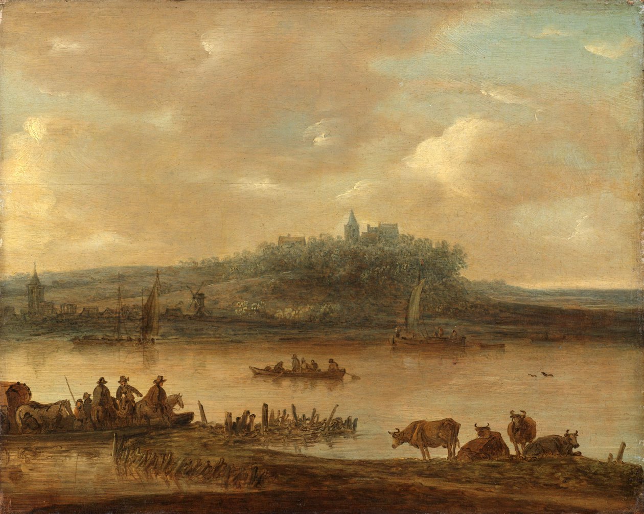 Utsikt over Rhinen og Elterberg av Jan van Goyen (manner of)