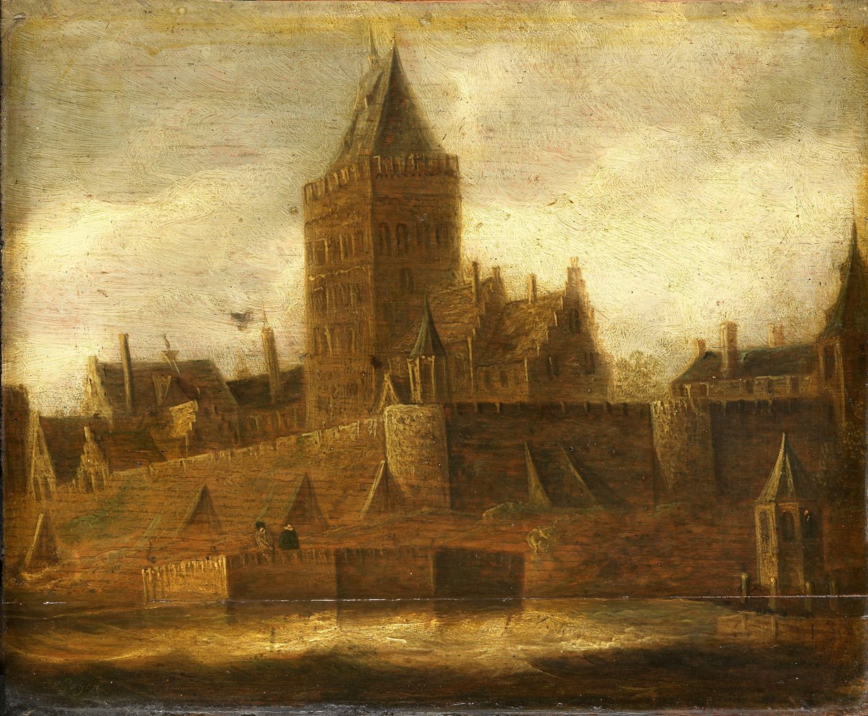 Utsikt over Valkhof i Nijmegen av Jan van Goyen (manner of)