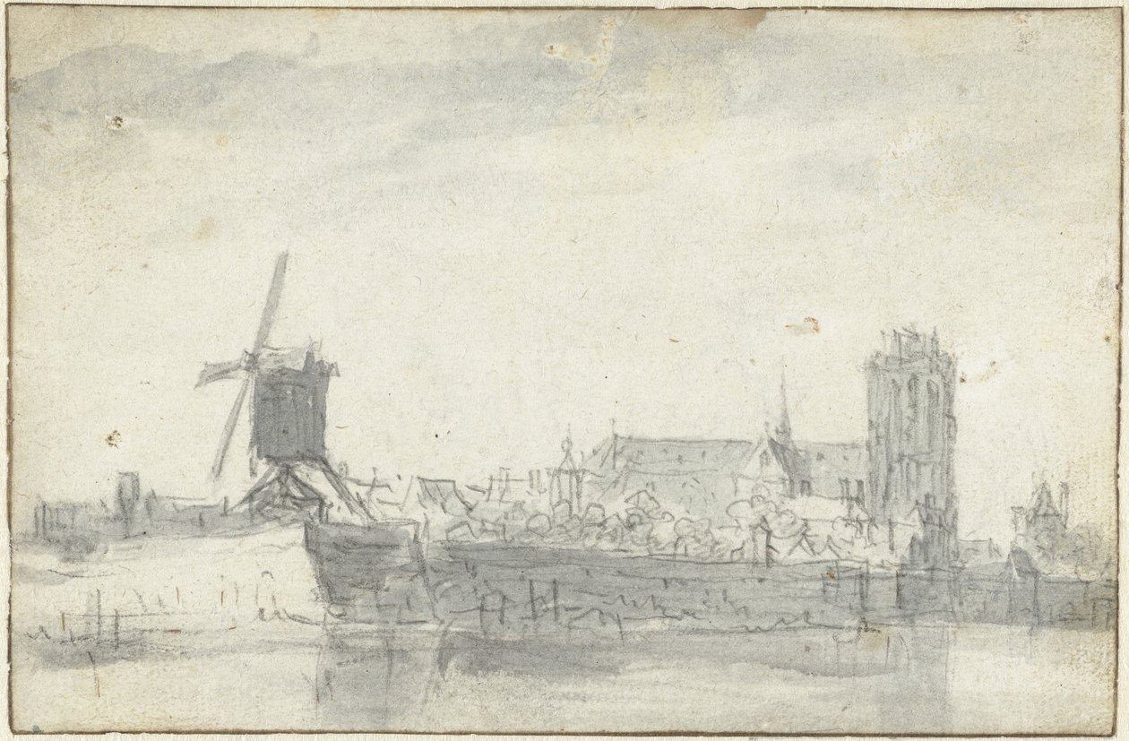 Utsikt over Dordrecht fra vannet av Jan van Goyen (possibly)