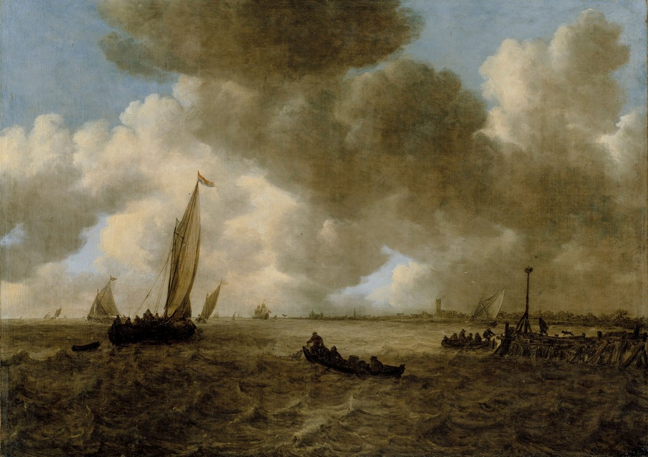 Et stormfullt sjølandskap av Jan van Goyen