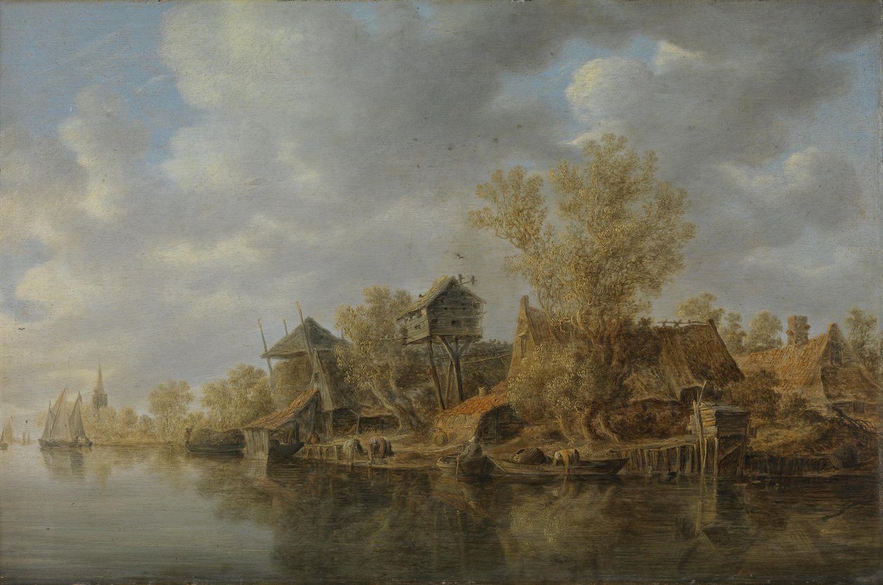 Gårder ved elven av Jan van Goyen