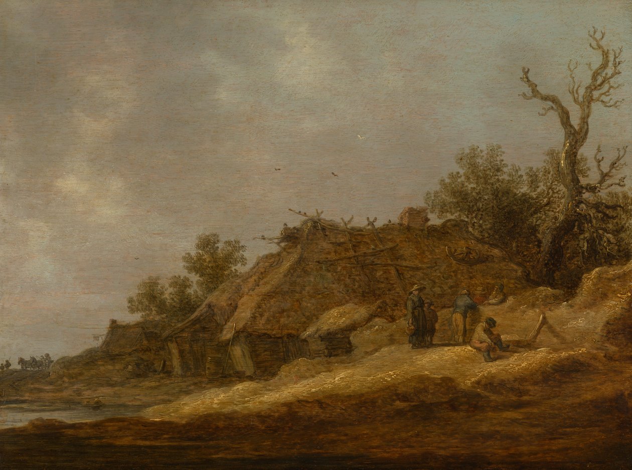 Forfallen bondegård med bønder av Jan van Goyen