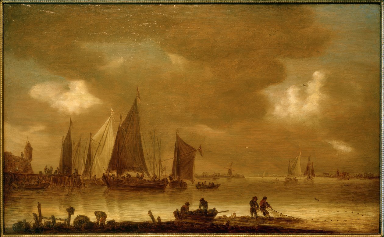 Får inn fangsten i kveldsstemning av Jan van Goyen