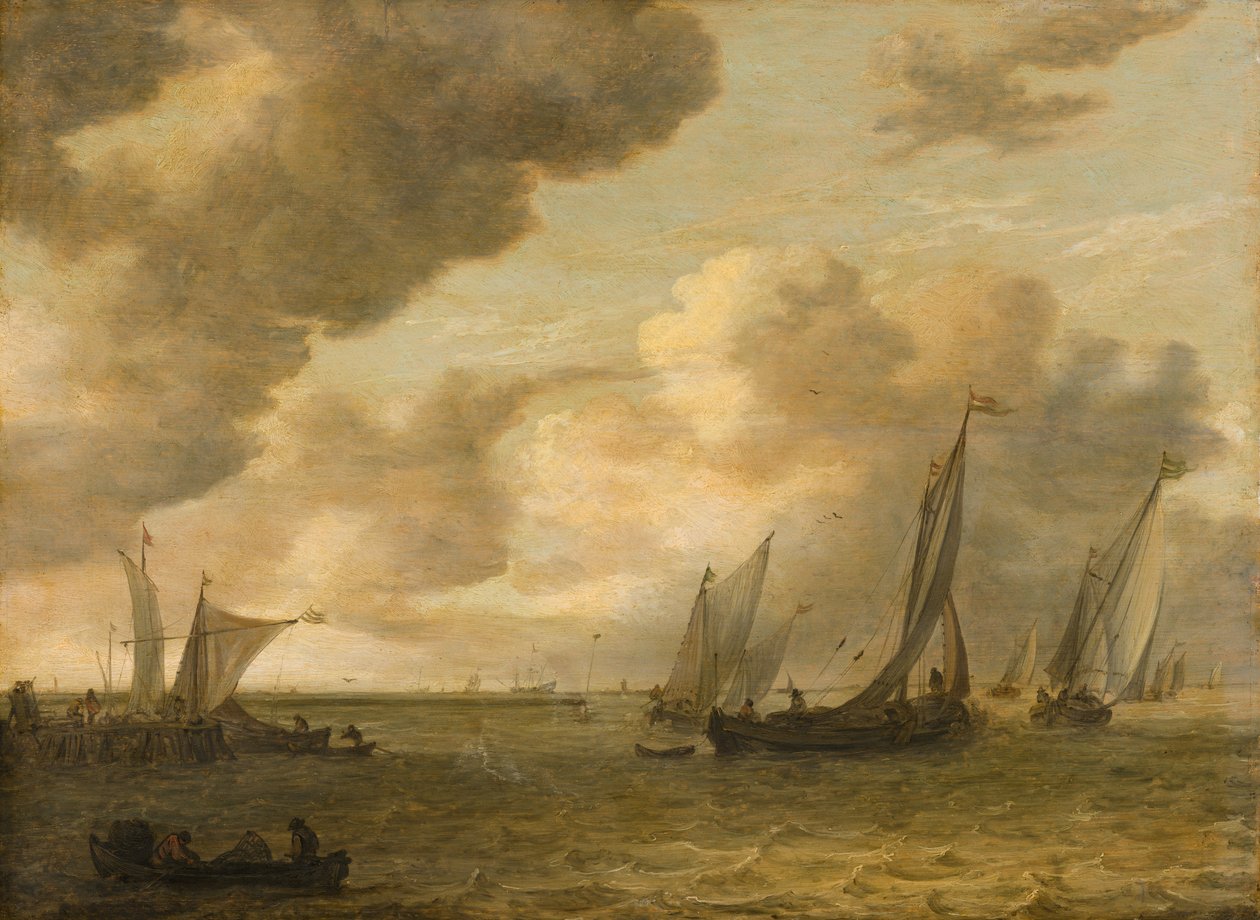 Elvemunning med seilbåter av Jan van Goyen