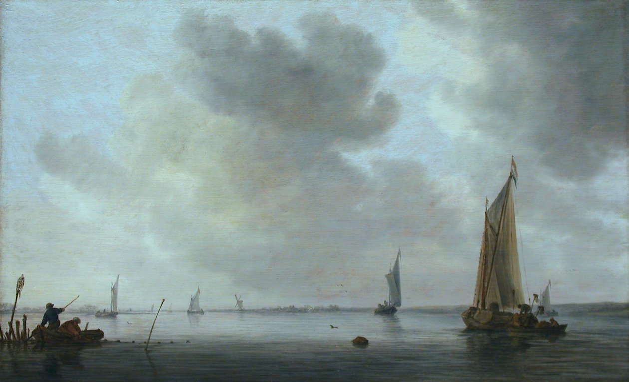 Fiskebåter utenfor en elvemunning av Jan van Goyen