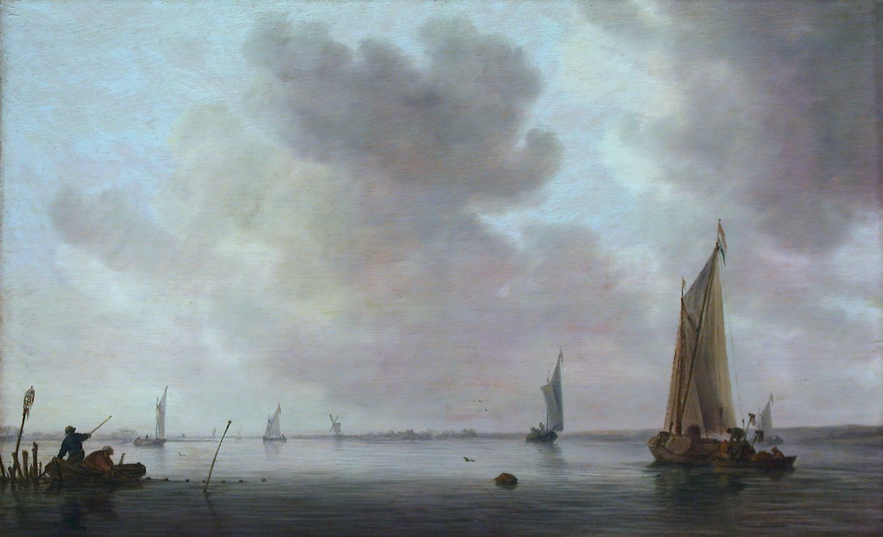Fiskebåter utenfor en elvemunning, 1633. av Jan van Goyen