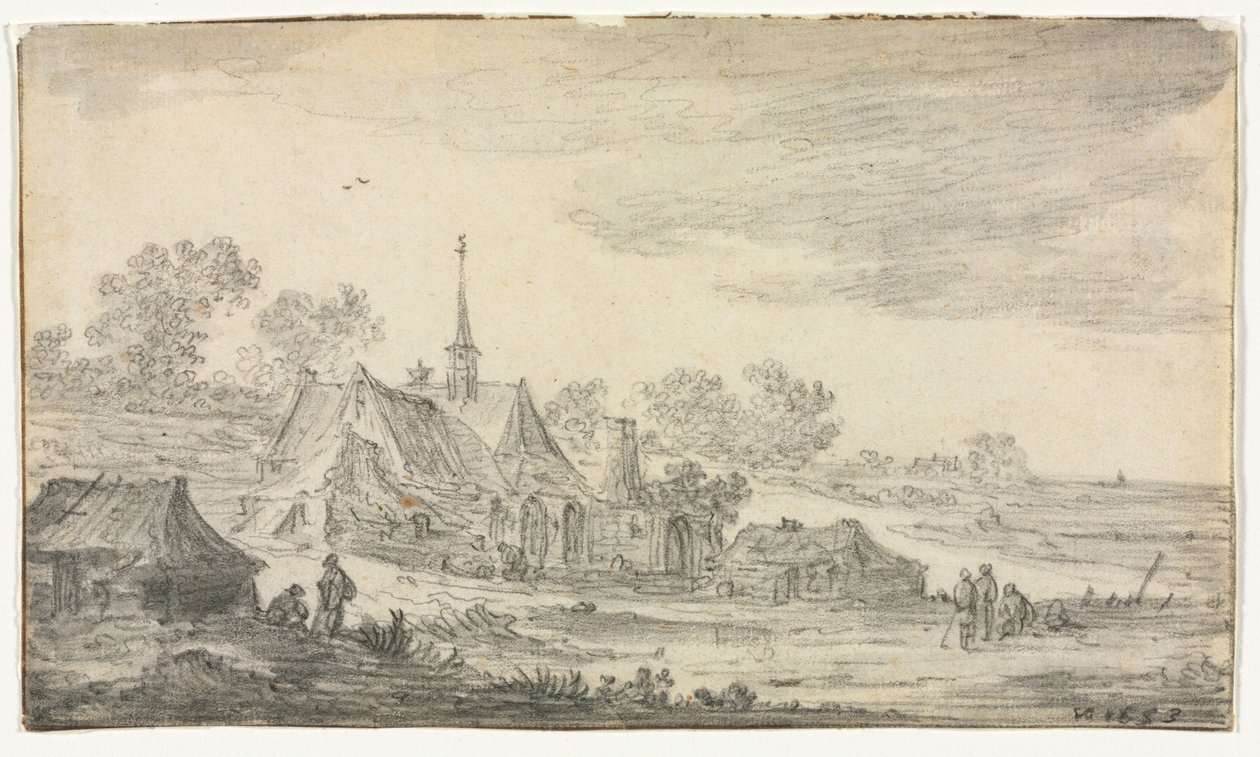 Gruppe av bygninger på en strand av Jan van Goyen