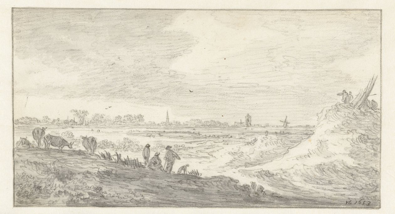 Landskap med figurer på en sanddyne av Jan van Goyen