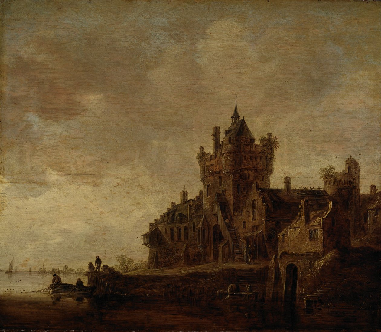 Elvelandskap med borg av Jan van Goyen