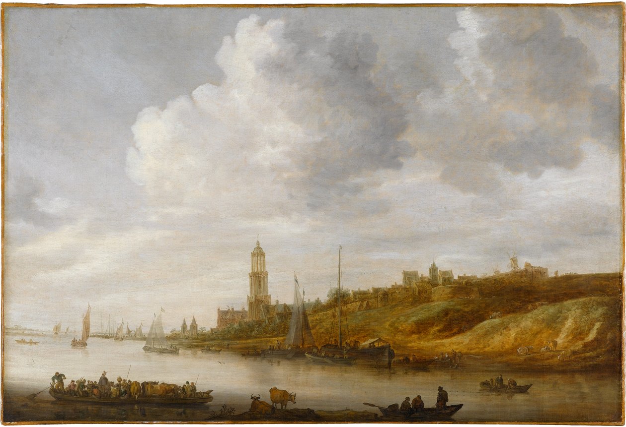 Overfart over Rhinen ved Rhenen av Jan van Goyen