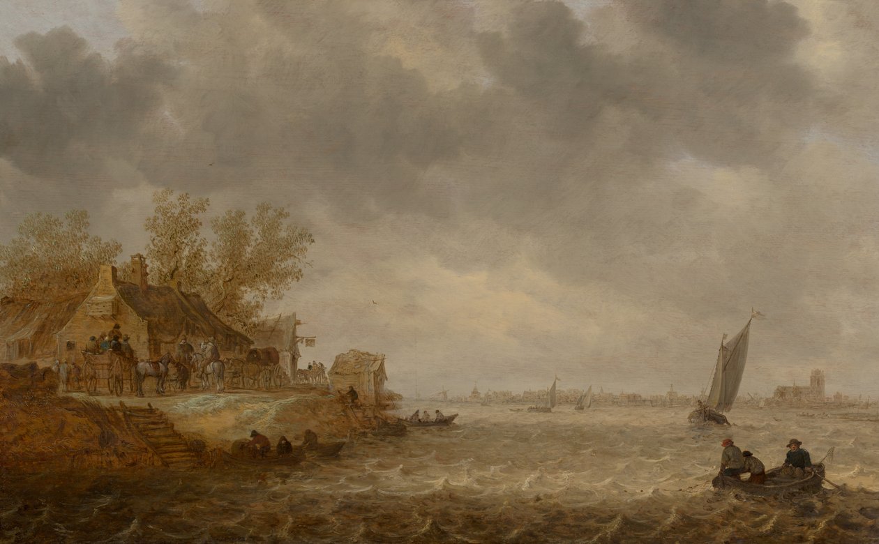 Utsikt over Dordrecht fra Papendrecht av Jan van Goyen