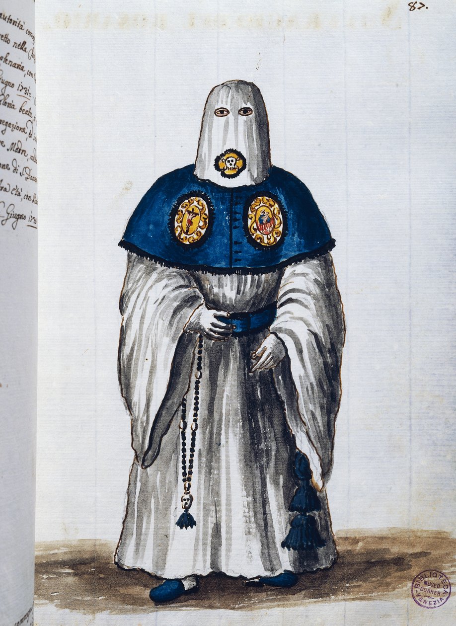 Erkebroderskap for rosenkransens stemmerett, grunnlagt i Kirken til Den Hellige Ånds søstre i Venezia, bind II, f 87, av Giovanni di Grevembroch eller Grevenbroch (1731-1807) av Jan van Grevenbroeck