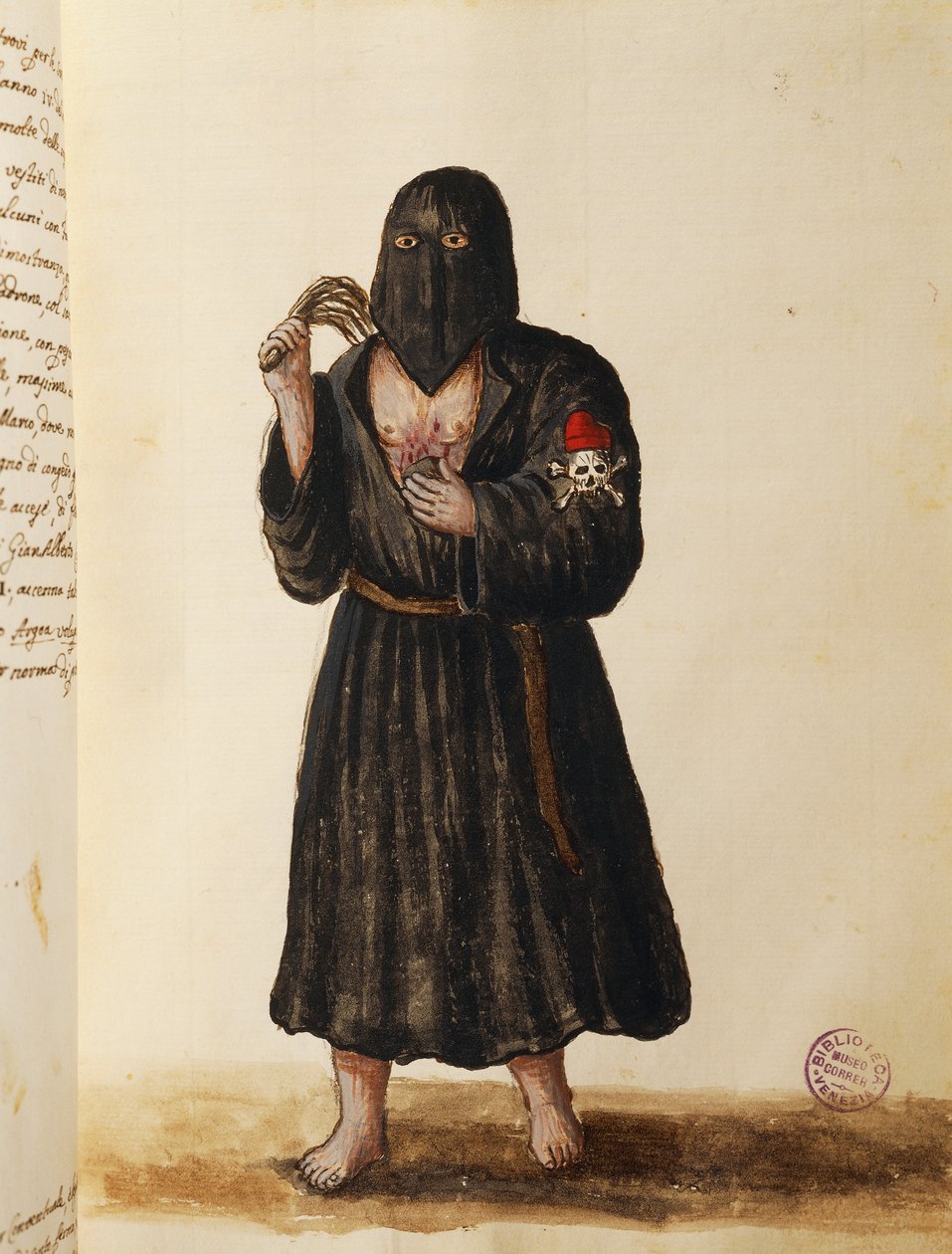 Confraternity of Penitents, som ledsager begravelsesprosesjonen til viktige borgere til Markuskirken i Venezia, bind II, f 89, av Giovanni di Grevembroch eller Grevenbroch (1731-1807) av Jan van Grevenbroeck