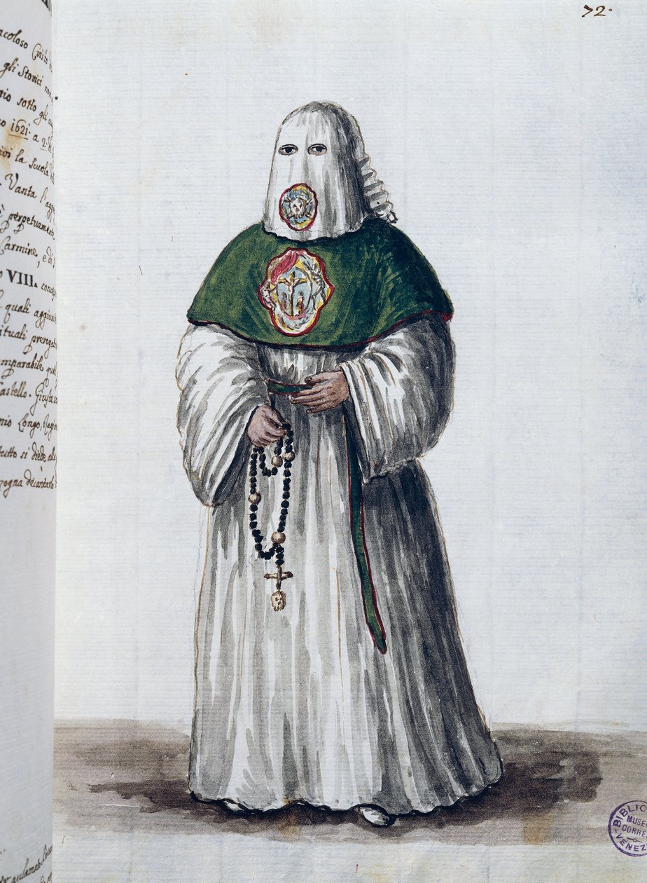 Broderskap for Kristi stemmerett, grunnlagt i kirken San Giovanni in Oleo i Venezia, smeltet sammen med brorskapet til San Rocco i Roma i 1621, bind II f 72, av Giovanni di Grevembroch eller Grevenbroch (1731-1807) av Jan van Grevenbroeck