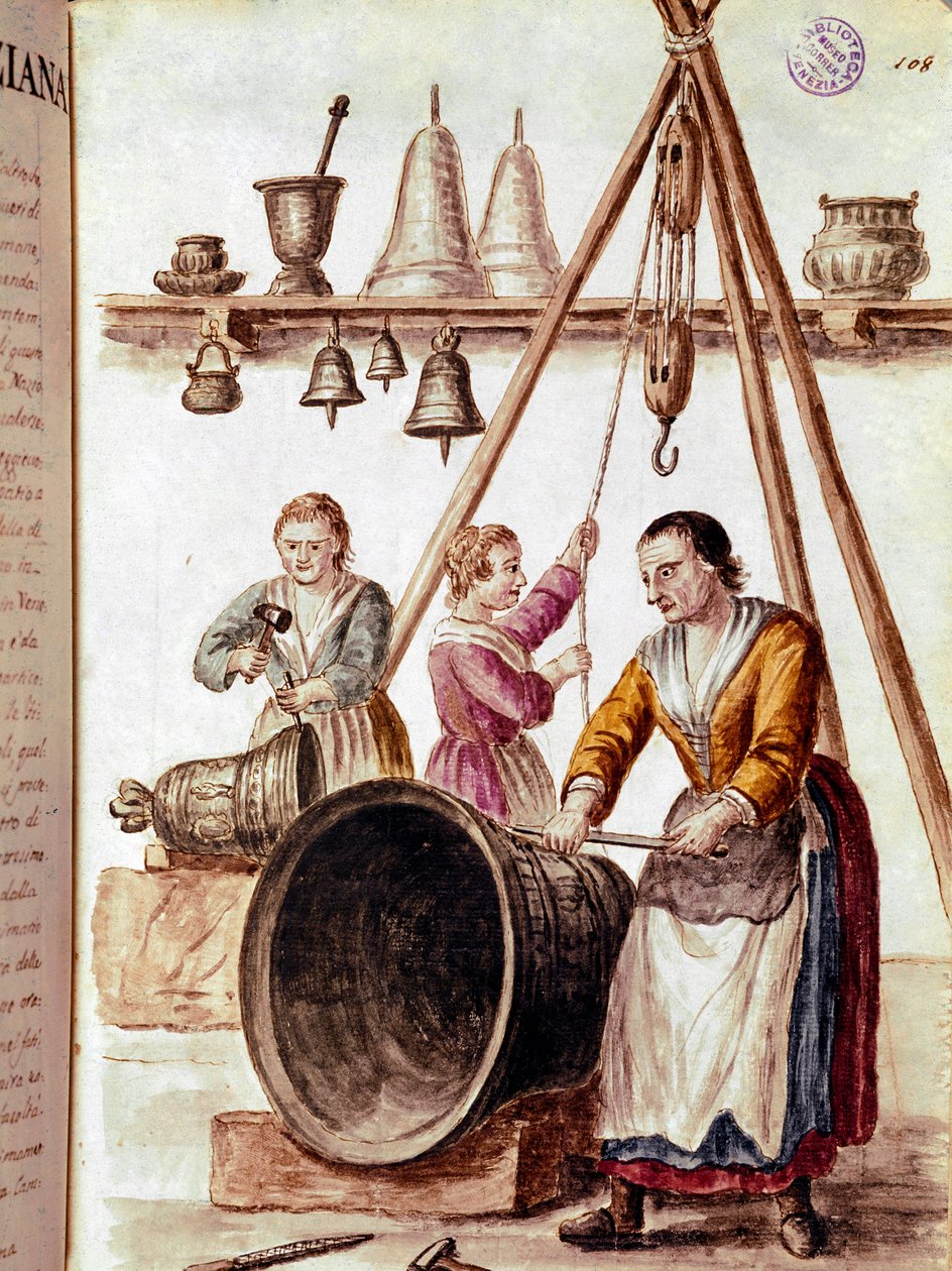 Håndverk: klokkemakeren Akvarelltegning og blekk fra et manuskript av Jan van Grevenbroeck (eller Giovanni Grevembroch (Grevenbroch) (1731-1807) av Jan van Grevenbroeck