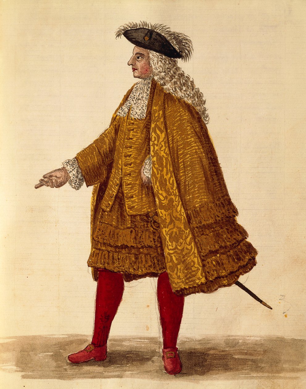 Ridderkappe, av Jan van Grevenbroeck eller Giovanni Grevembroch (1731-1807), Gli Donne de Veneziani, fra illustrert kostymebok, akvarell av Jan van Grevenbroeck