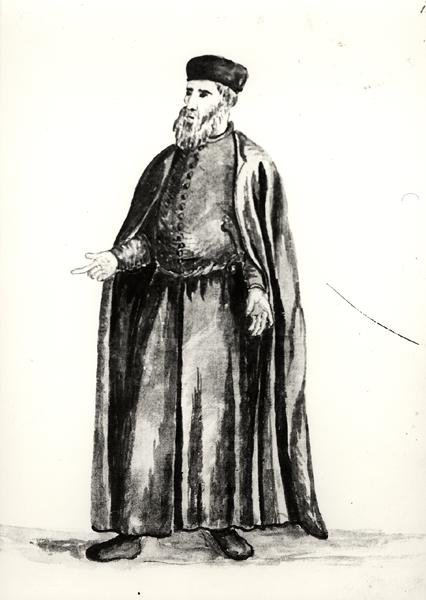 Leder for arbeiderne fra det venetianske arsenalet (akvarell på papir) (s/hvitt-bilde) av Jan van Grevenbroeck