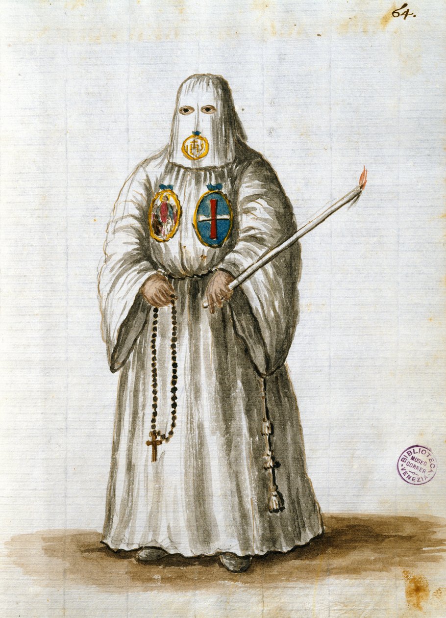 Robes of the Confraternity of St. Bernard of Siena (penn og blekk og wc på papir) av Jan van Grevenbroeck
