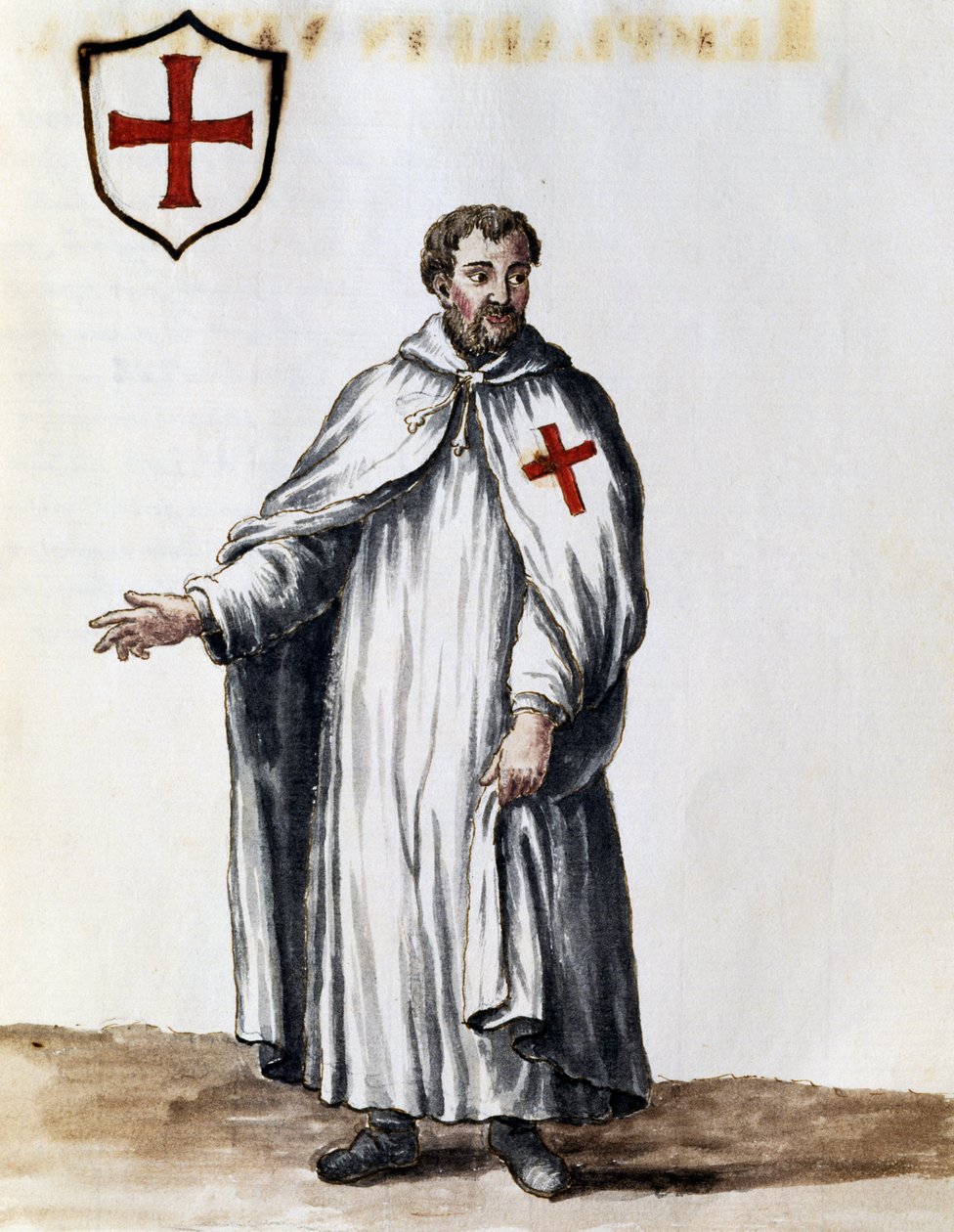 Templarridder, illustrasjon fra kostymer til venetianere i nesten alle aldre, flittig samlet og malt på 1700-tallet, Giovanni di Grevembroch (1731-1807) av Jan van Grevenbroeck