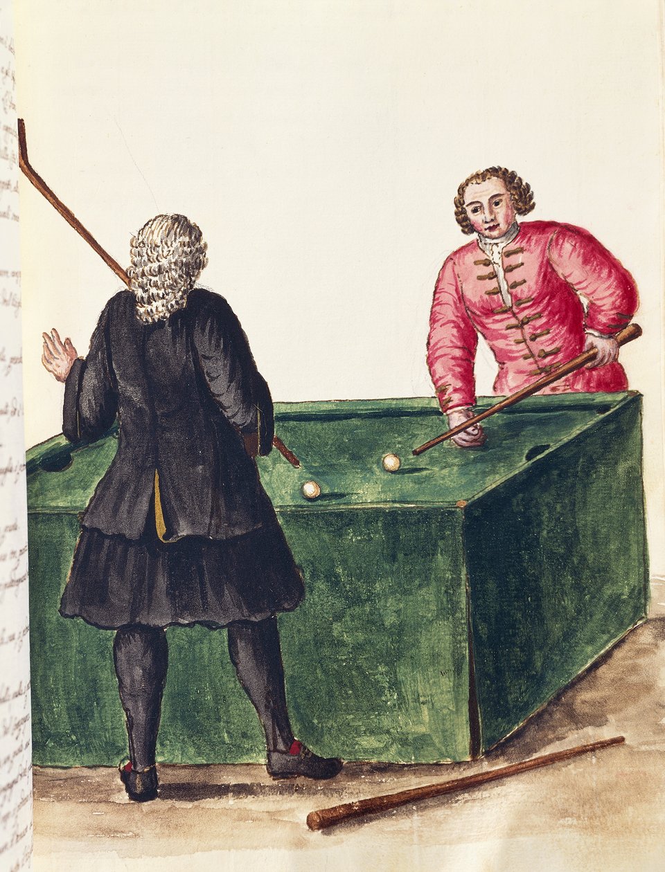 To venetianske adelsmenn som spiller biljard, av Jan Grevenbroeck (1731-1807), gravering, Italia av Jan van Grevenbroeck