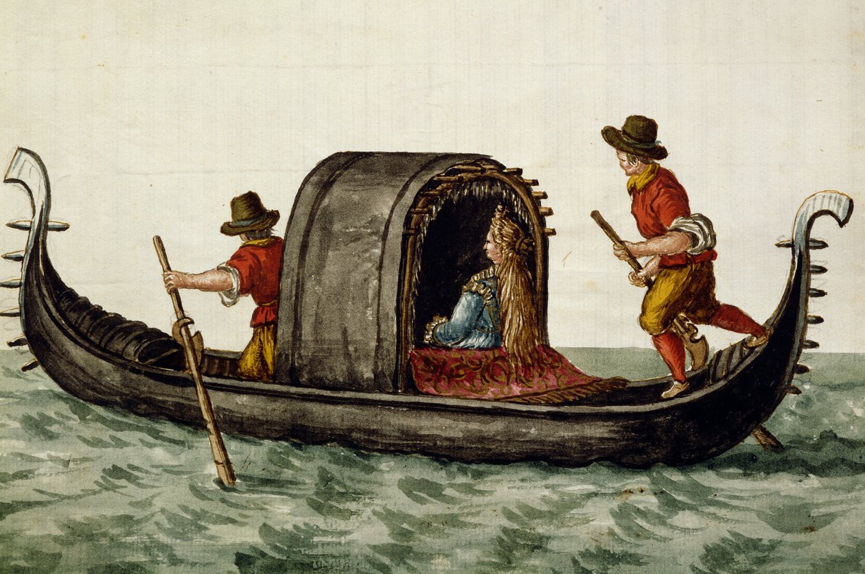 Venetiansk brud blir ført med gondol til bryllupet sitt, av Jan Grevenbroeck (1731-1807), Italia av Jan van Grevenbroeck