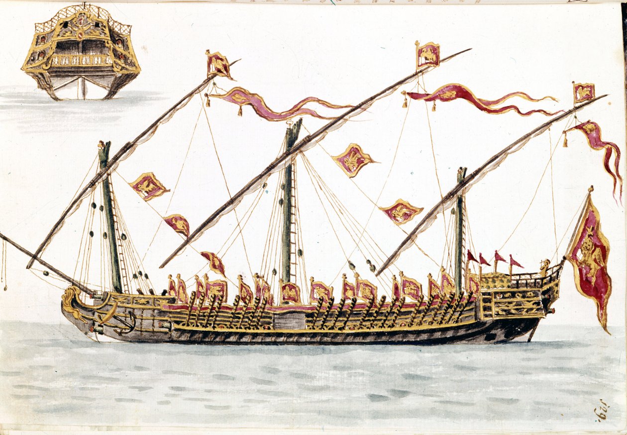 Venetiansk galesus. Akvarelltegning og blekk fra manuskriptet "Venitianernes skikker"" av Jan van Grevenbroeck (eller Giovanni Grevembroch (Grevenbroch) (1731-1807) av Jan van Grevenbroeck