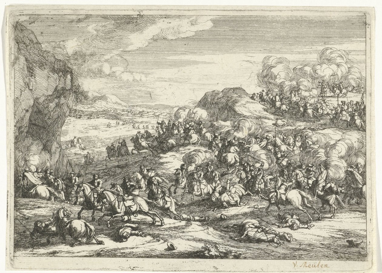 Landskap med rytterkamp Landskap (serietittel) av Jan van Huchtenburg
