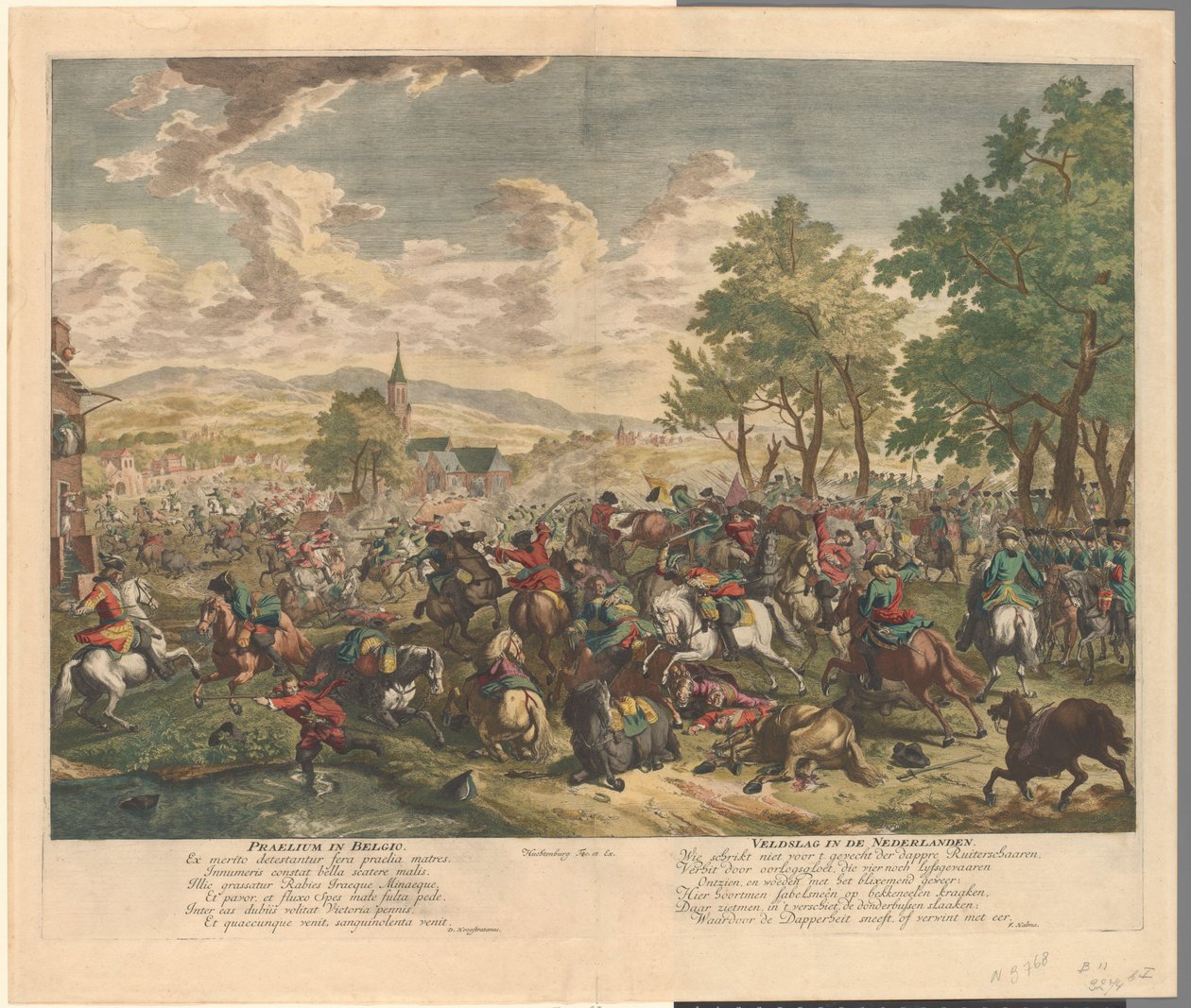 Rytterkamp, ​​ca. 1702 Praelium i Belgia / Battle of the Netherlands (tittel på objekt) av Jan van Huchtenburg