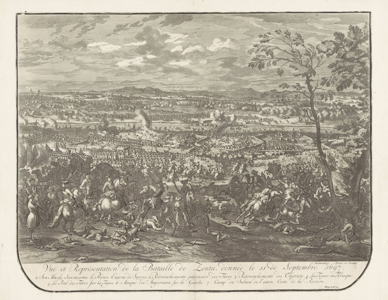 Slag bij Senta, 1697 Visning og representasjon av slaget ved Zenta, gitt 11. september 1697 (tittel på objekt) av Jan van Huchtenburg