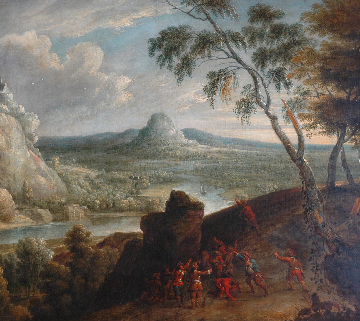 Landskap med Banditti i bakhold av Jan van Huchtenburgh
