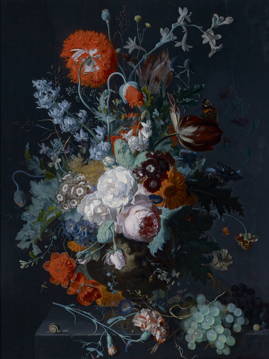 Stilleben av blomster og frukt, ca. 1715 av Jan van Huysum