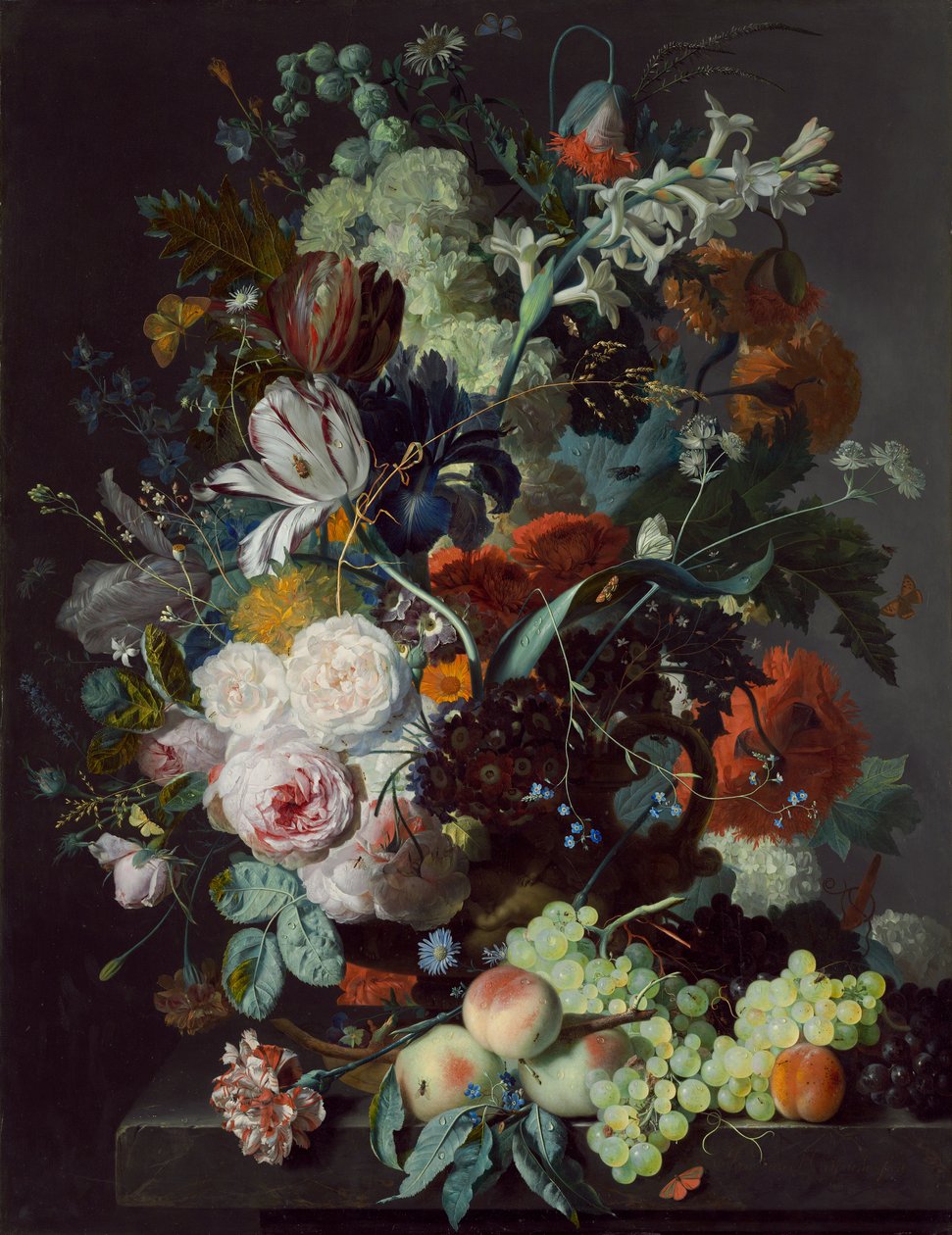 Stilleben med blomster og frukt, ca. 1715 av Jan van Huysum