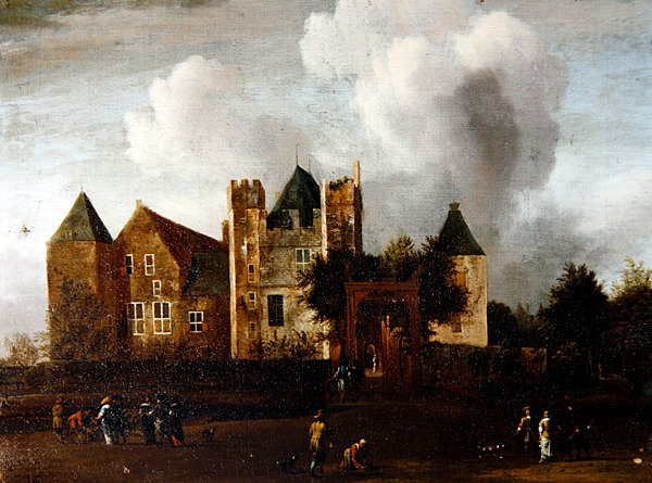 En utsikt over Purmerend Castle, nær Monnickendam, Waterland, Holland av Jan van III Kessel