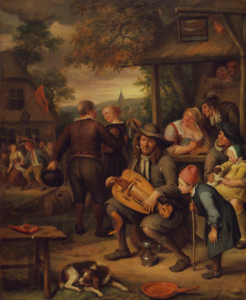 Hurdy Guerdy-spilleren av Jan van Kessel