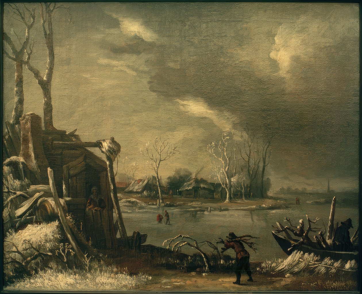 Vinterlandskap med børstemarksamlere av Jan van Kessel