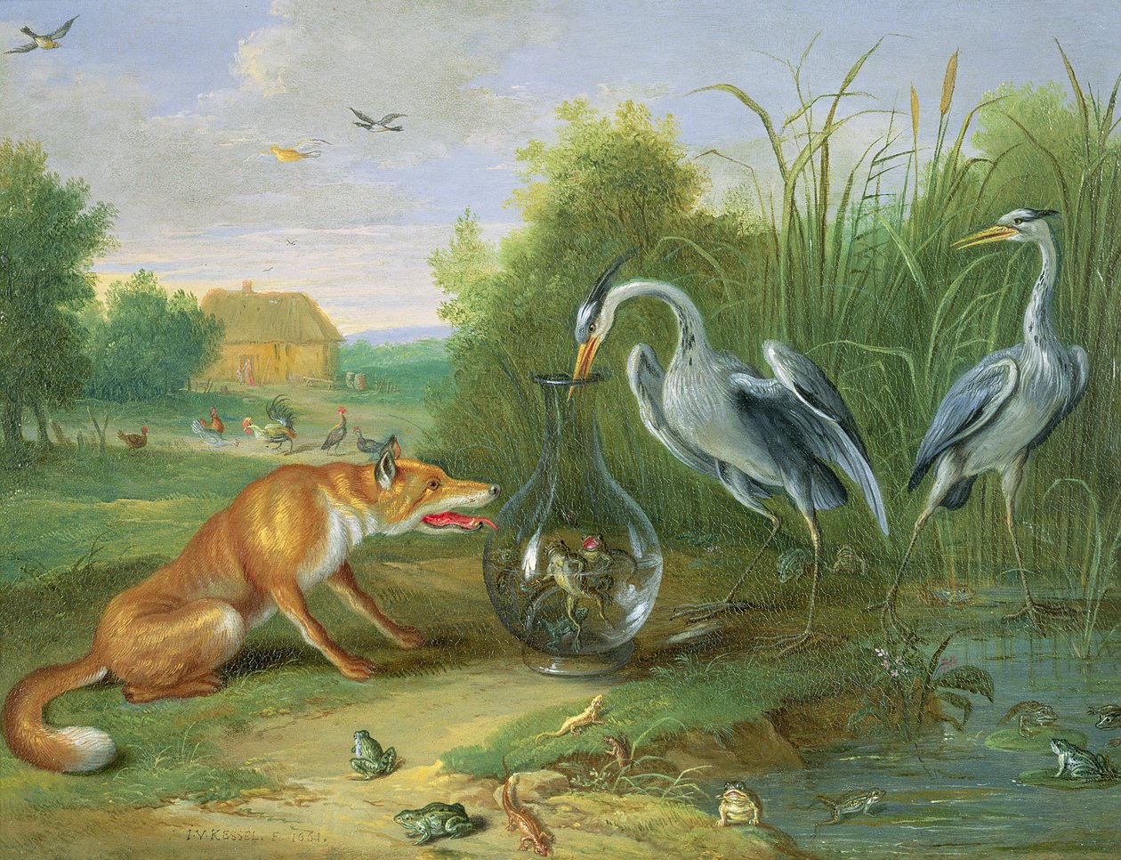 The Heron and the Fox, 1661 (olje på kobber) av Jan van Kessel the Elder