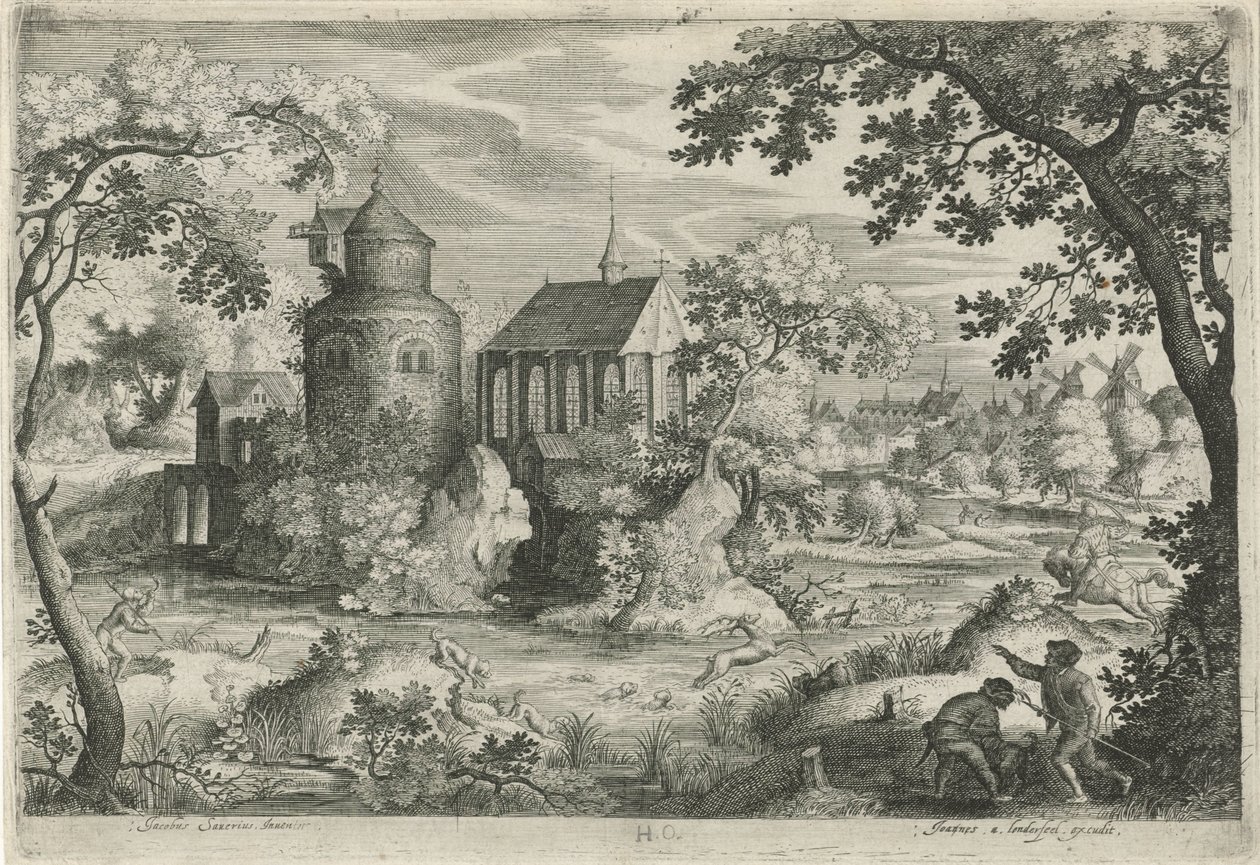 Hjortejakt ved et kapell av Jan van Londerseel