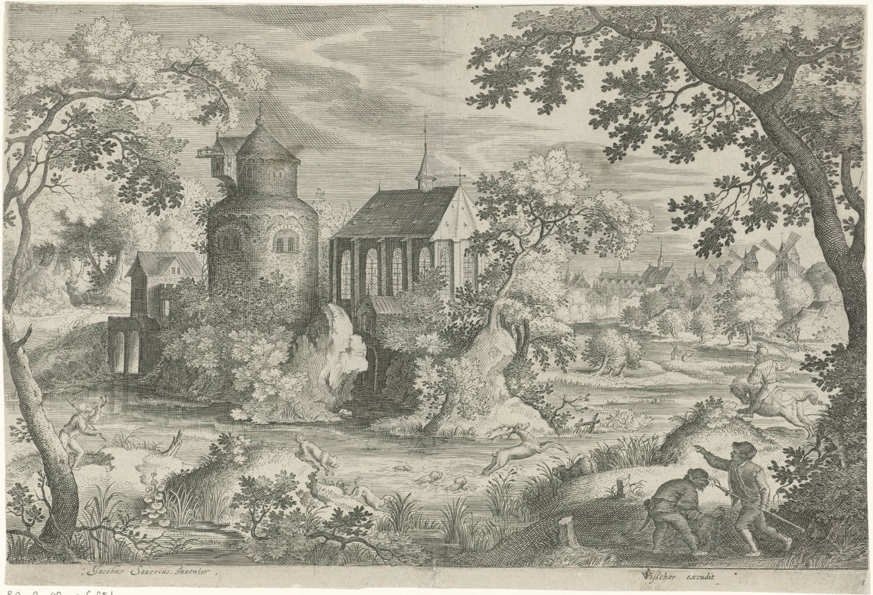 Hjortejakt ved et kapell av Jan van Londerseel