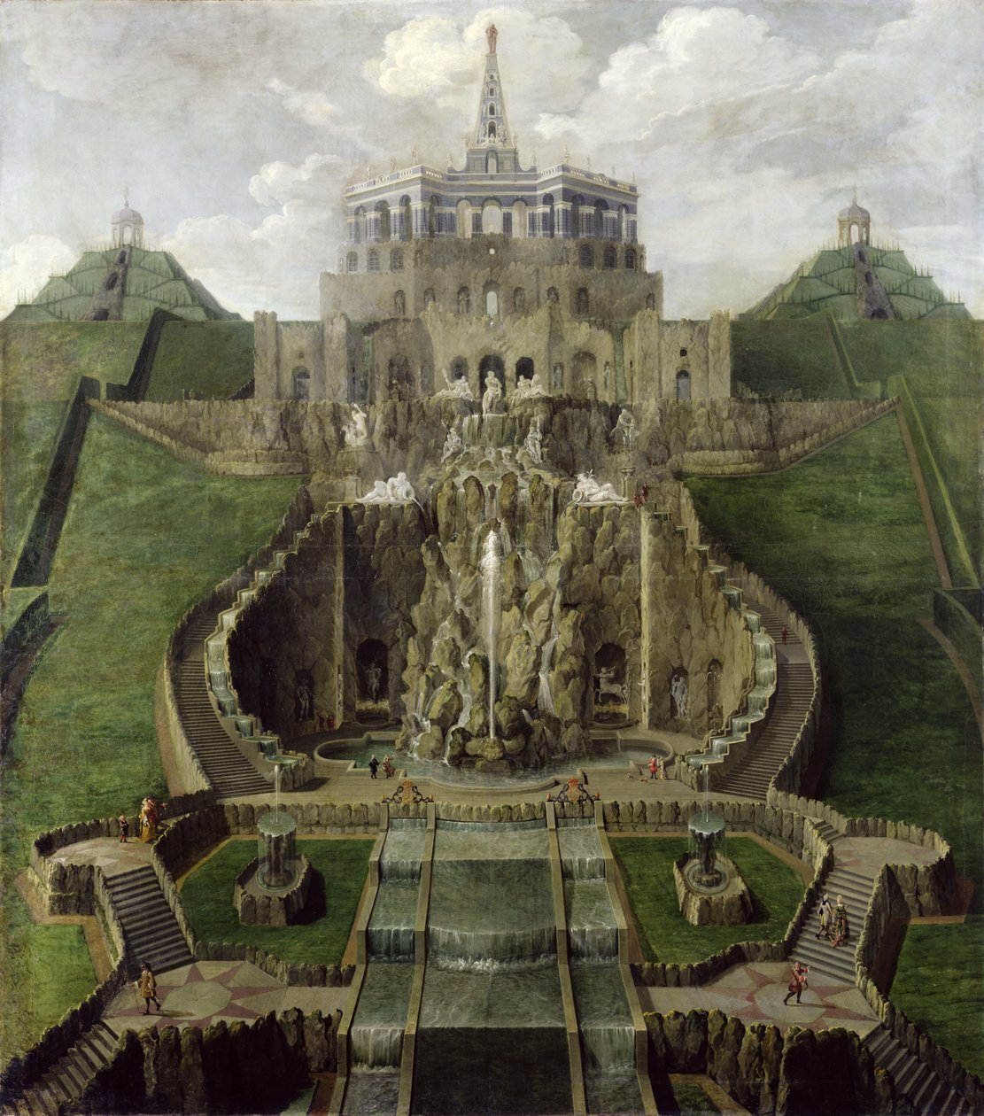 Utsikt fra Riesenkopf-bassengene til oktogonen, etter 1716 av Jan van Nickelen