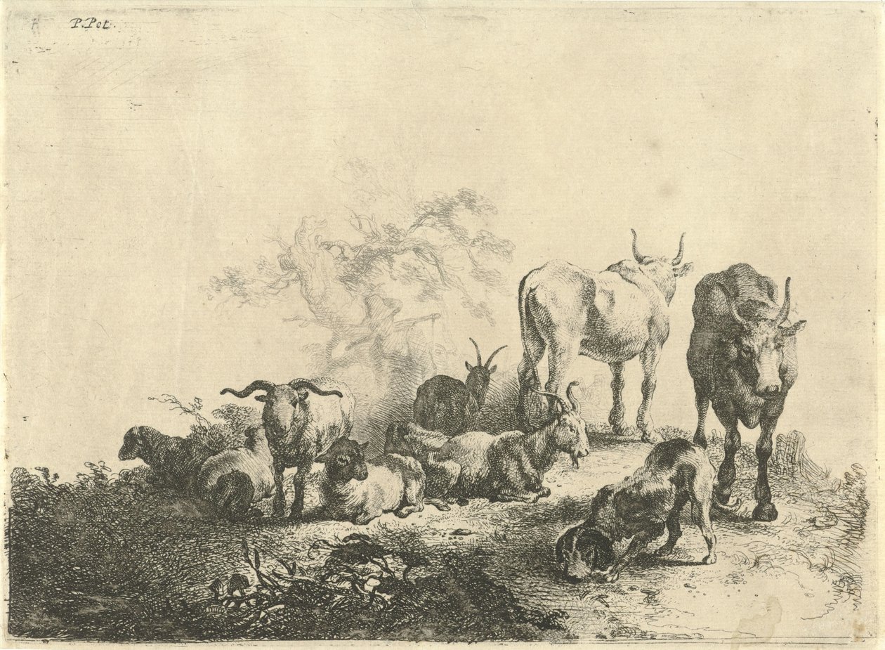 Landskap med storfe og en melkepike av Jan van  Noordt