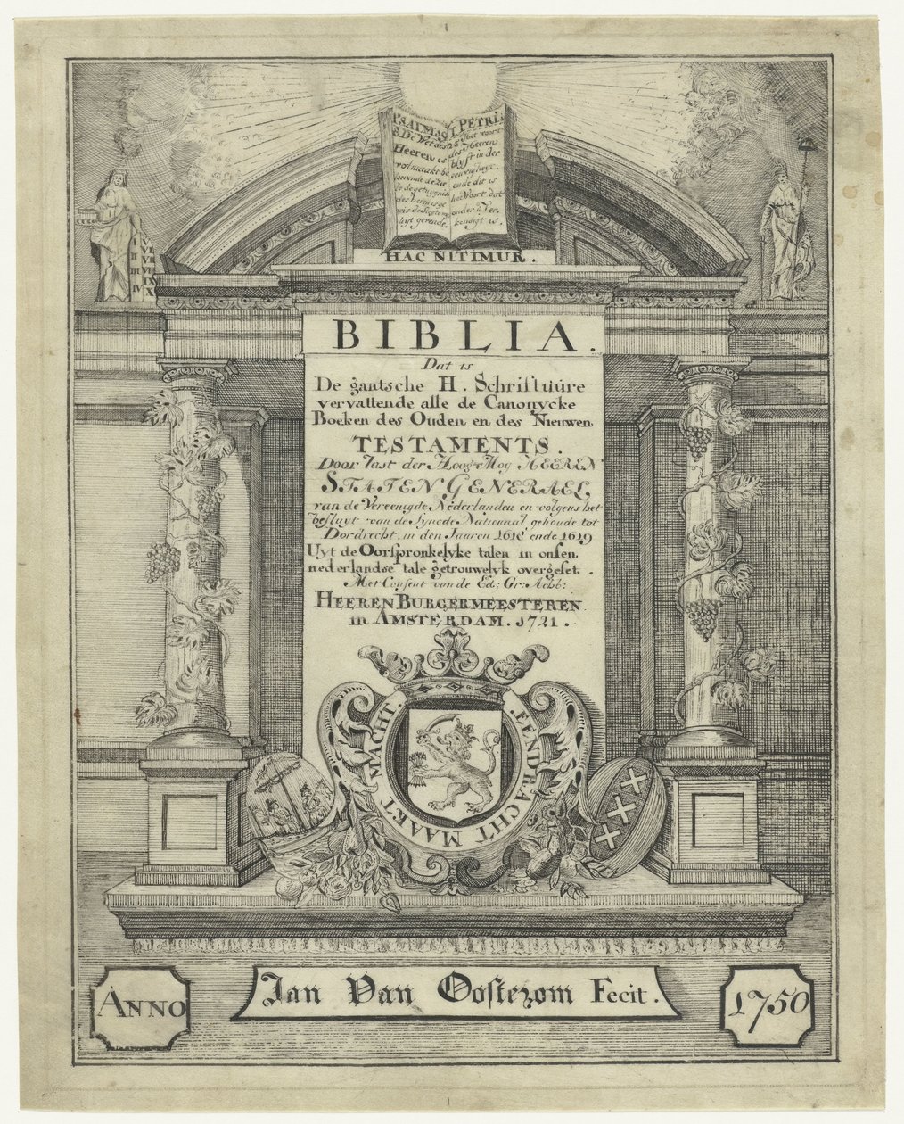 Tittelside til en bibel fra 1721 av Jan van Oosterom