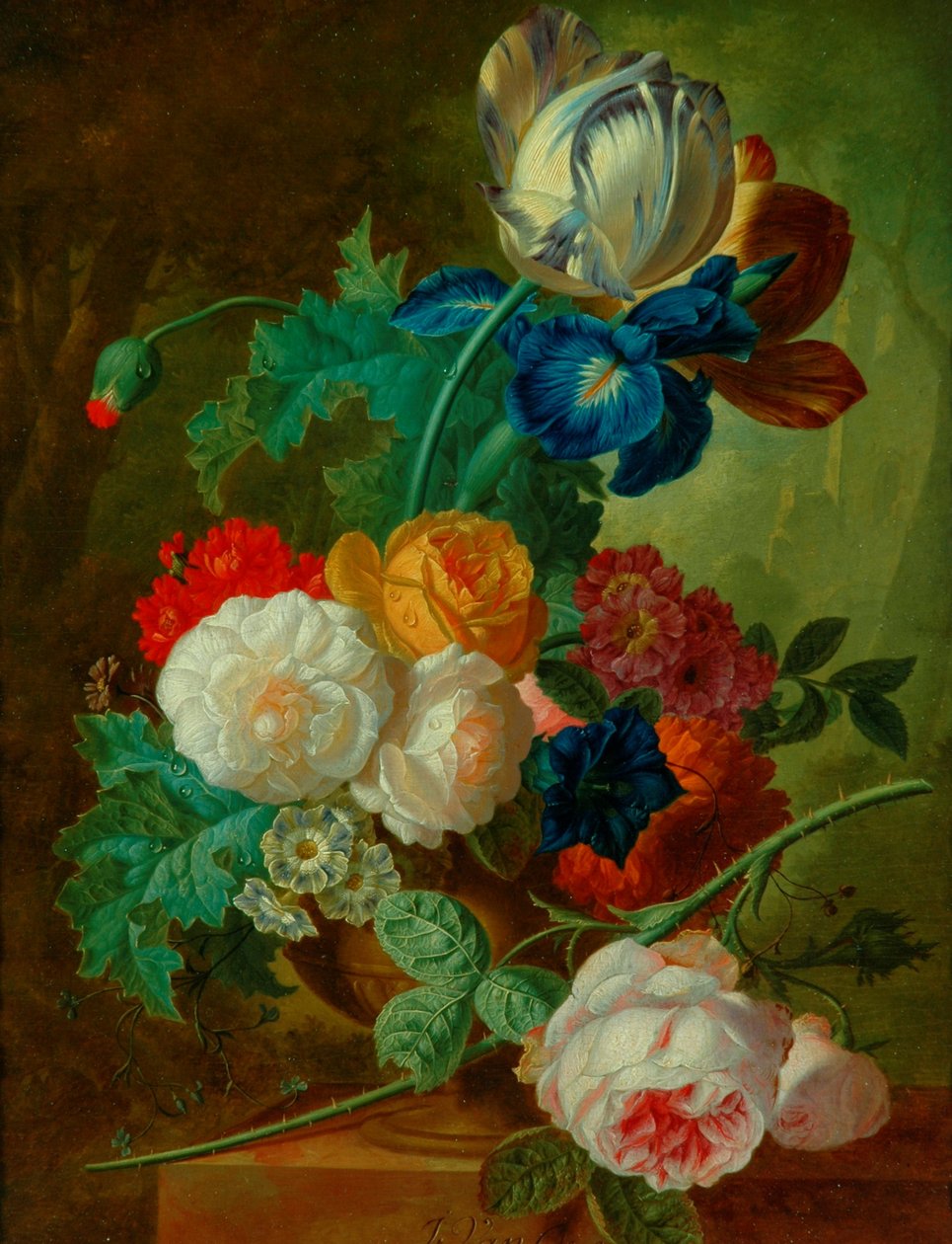 Blomsterstykke (olje på trepanel) av Jan van Os