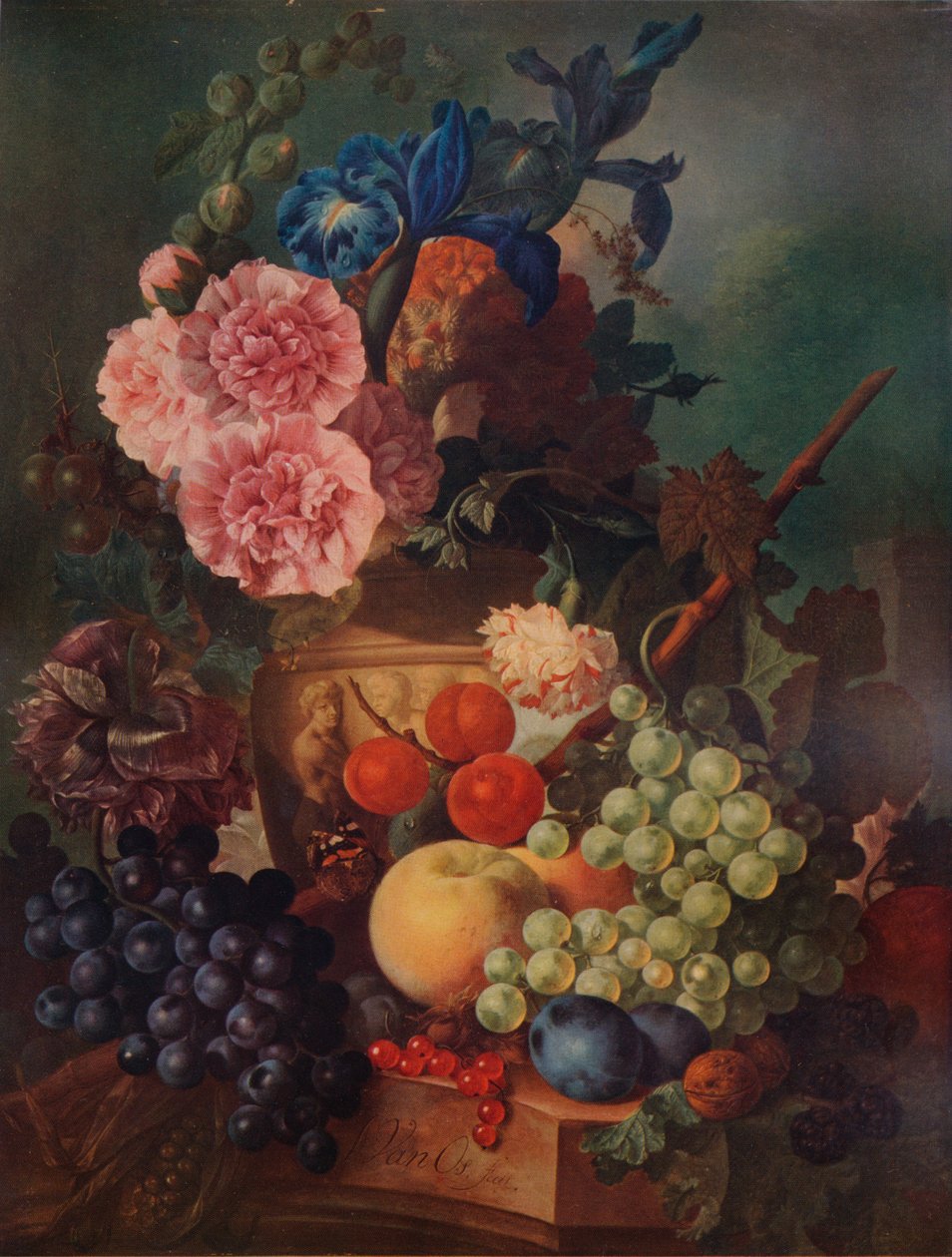 Prydvase med blomster og frukt, c1798, 1938 av Jan van Os